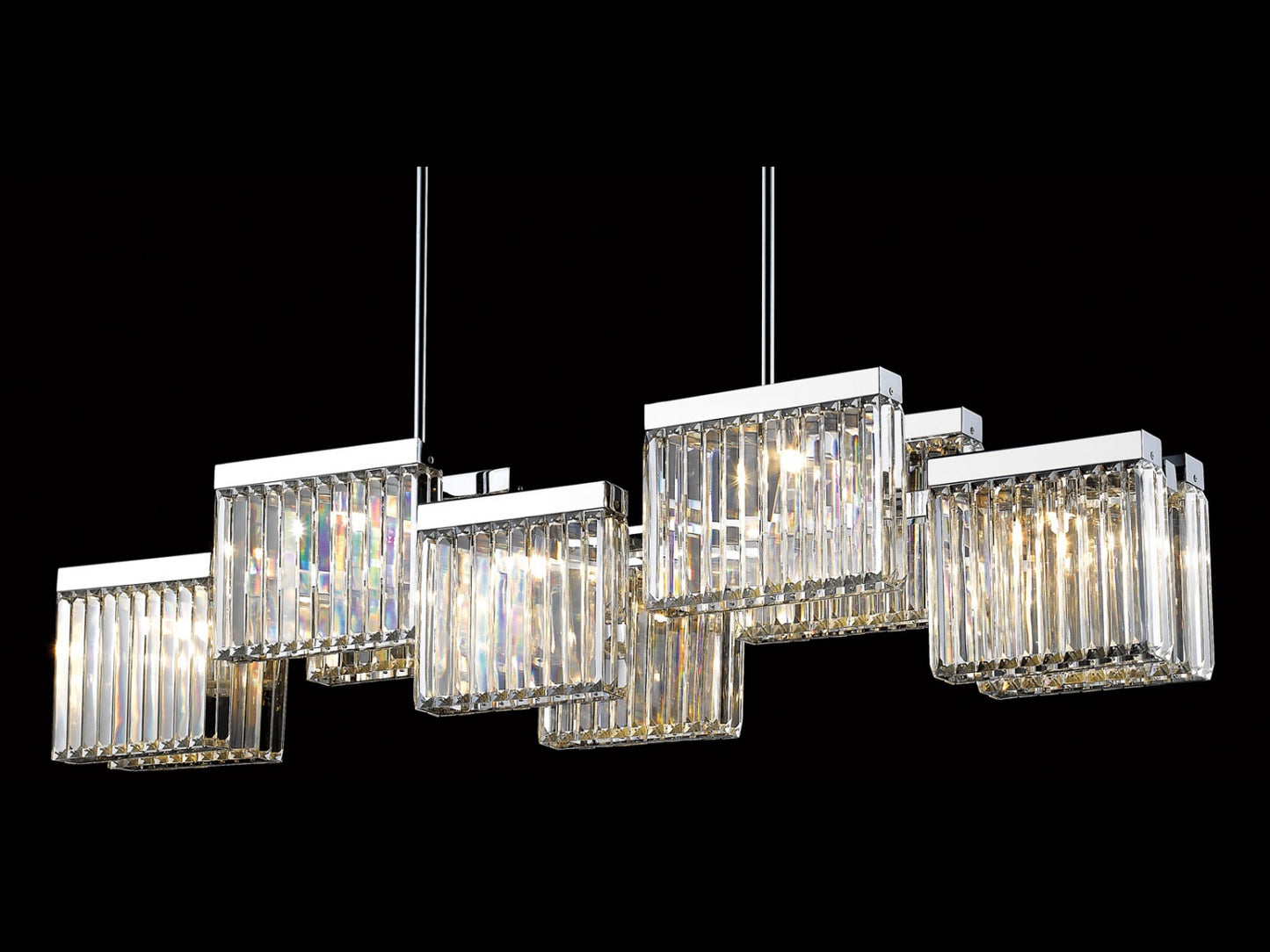 HF4010-PN Broadway 10-Light 57"W Chandelier in Polished Nickel/Clear Crystals
