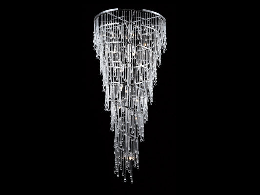 HF1805-PN Hollywood Blvd. 72"H Chandelier in Polished Nickel/Clear Tear Drop Crystals