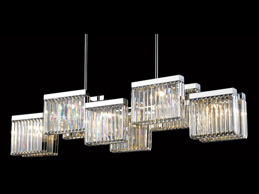 HF4010-PN Broadway 10-Light 57"W Chandelier in Polished Nickel/Clear Crystals