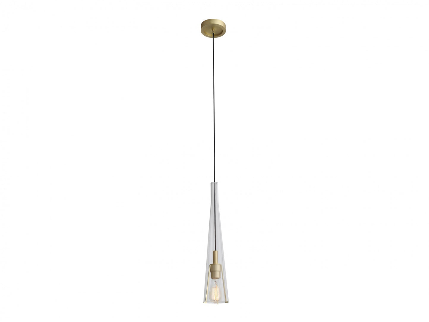 HF8130-BB Abbey Park 21"H 1-Light Cone Pendant in Brushed Brass/Clear Glass