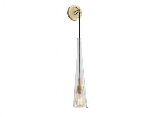 HF8131-BB Abbey Park 28"H 1-Light Wall Sconce in Brushed Brass/Clear Glass