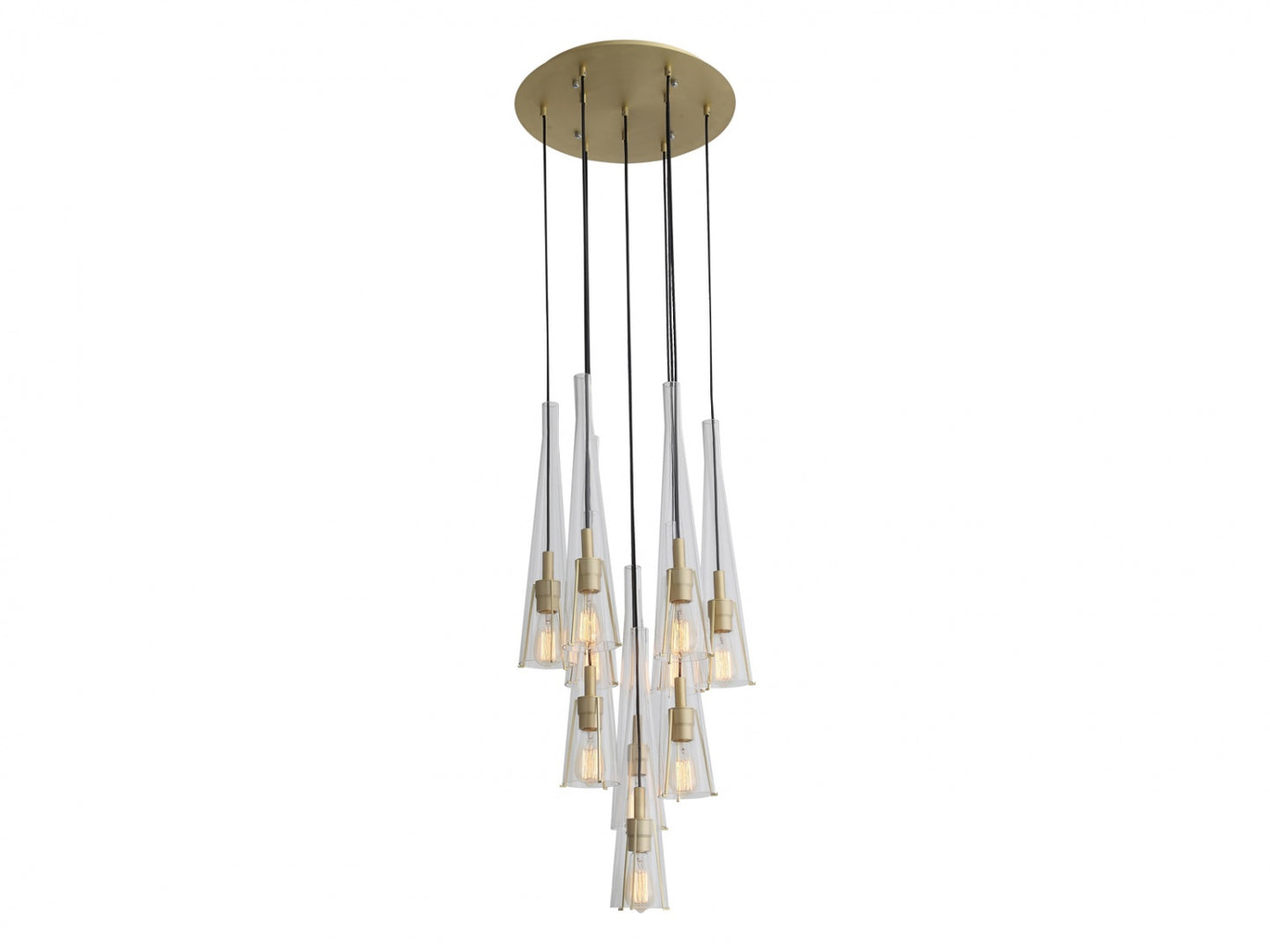 HF8132-BB Abbey Park 10-Light 18"W Chandelier in Brushed Brass/Clear Glass