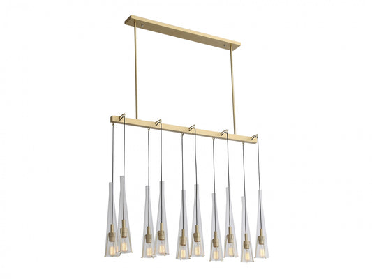 HF8133-BB Abbey Park 10-Light 50"W Linear Pendant in Brushed Brass/Clear Glass