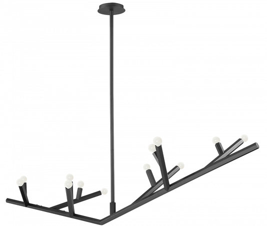 HF8812-BLK The Oaks 12-Light 71"W Chandelier in Black