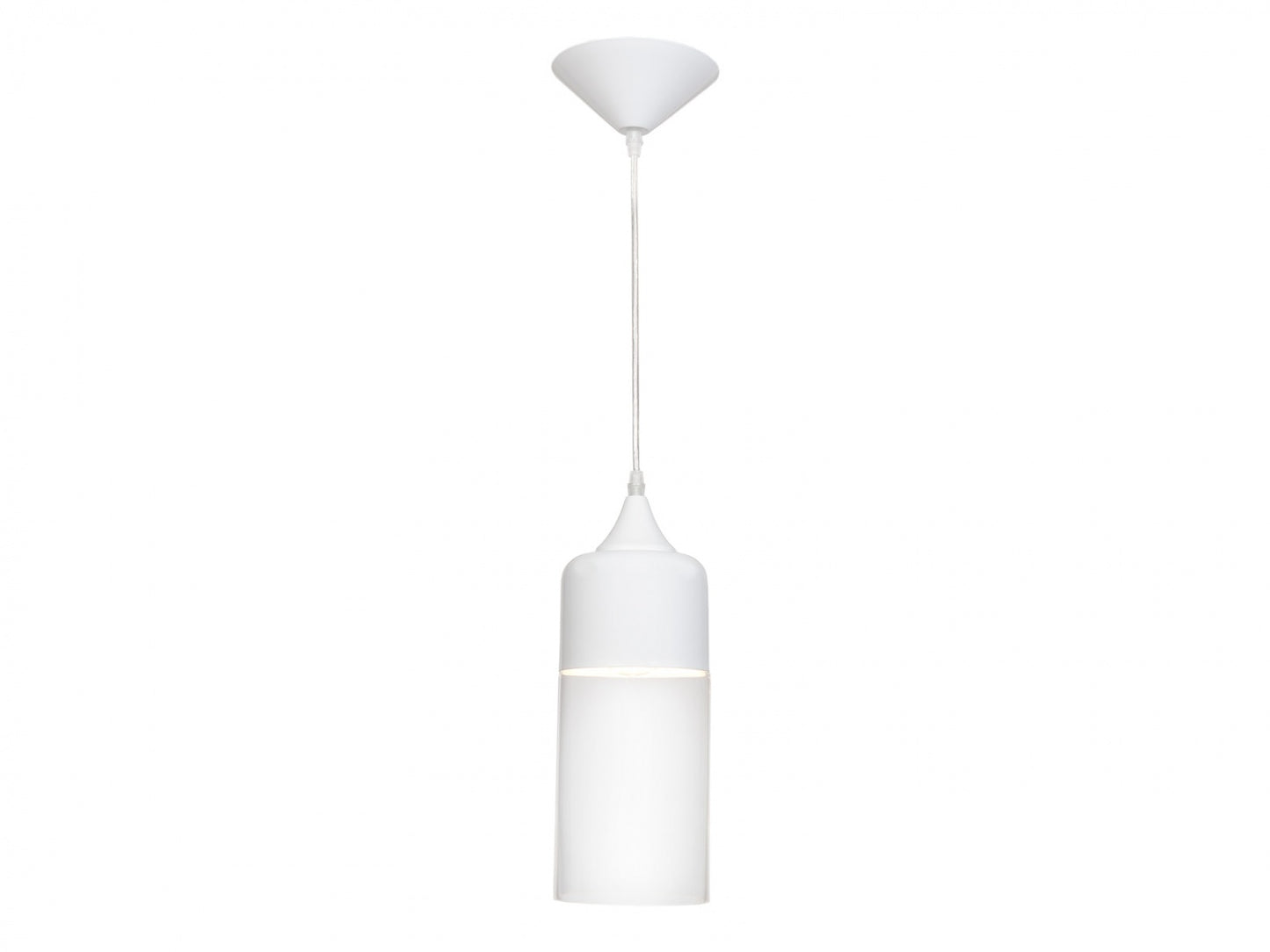 HF9112-WHT Robertson Blvd. 5"W Cylinder Pendant in White/Clear Glass