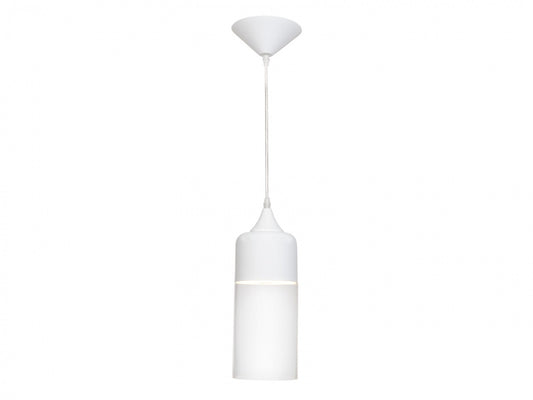 HF9112-WHT Robertson Blvd. 5"W Cylinder Pendant in White/Clear Glass