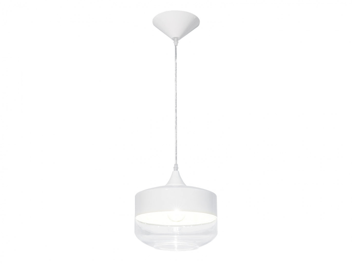 HF9113-WHT Robertson Blvd. 10"W Pendant in White/Clear Glass