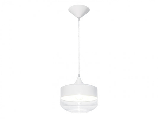 HF9113-WHT Robertson Blvd. 10"W Pendant in White/Clear Glass